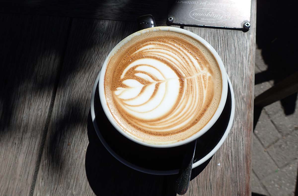 Winter day coffee with decoration on top