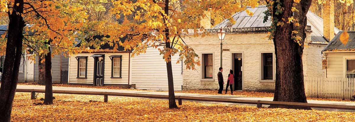 autumn colours in traditional town scene