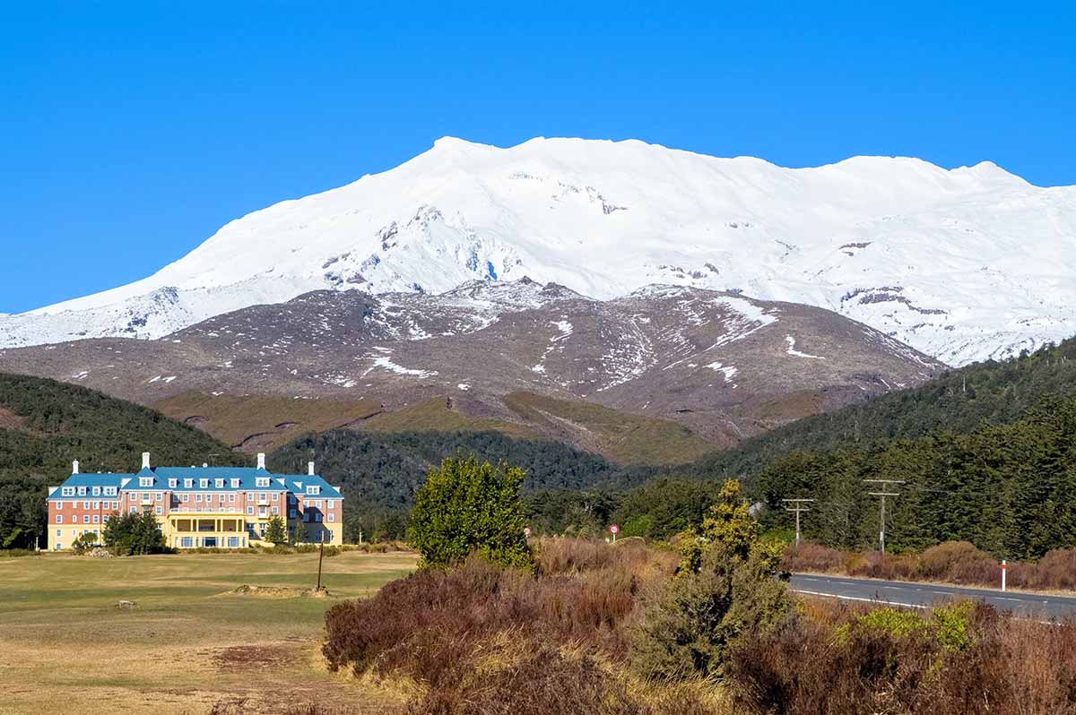 Chateau Tongariro and Mount Ruapehu Chateau Tongariro and Mount Ruapehu
