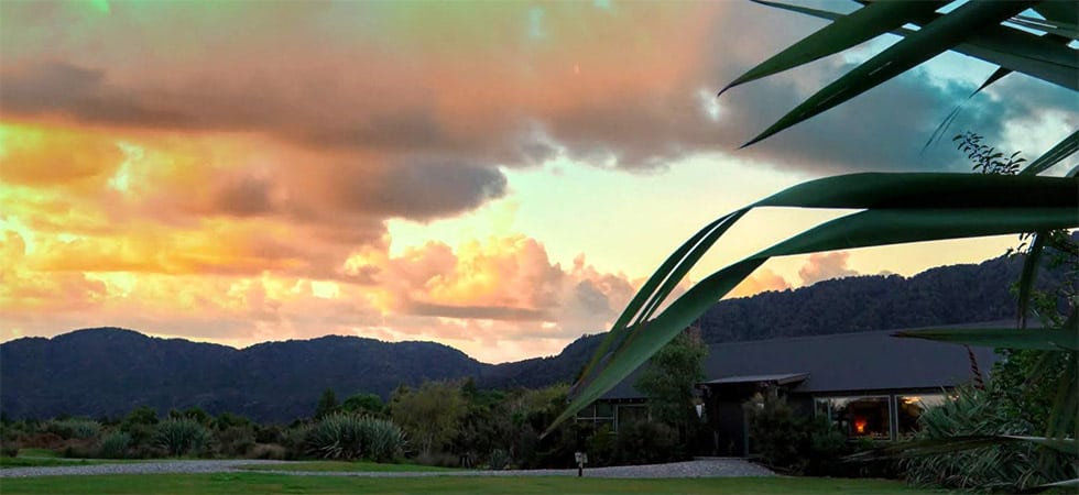 martins bay lodge sunset